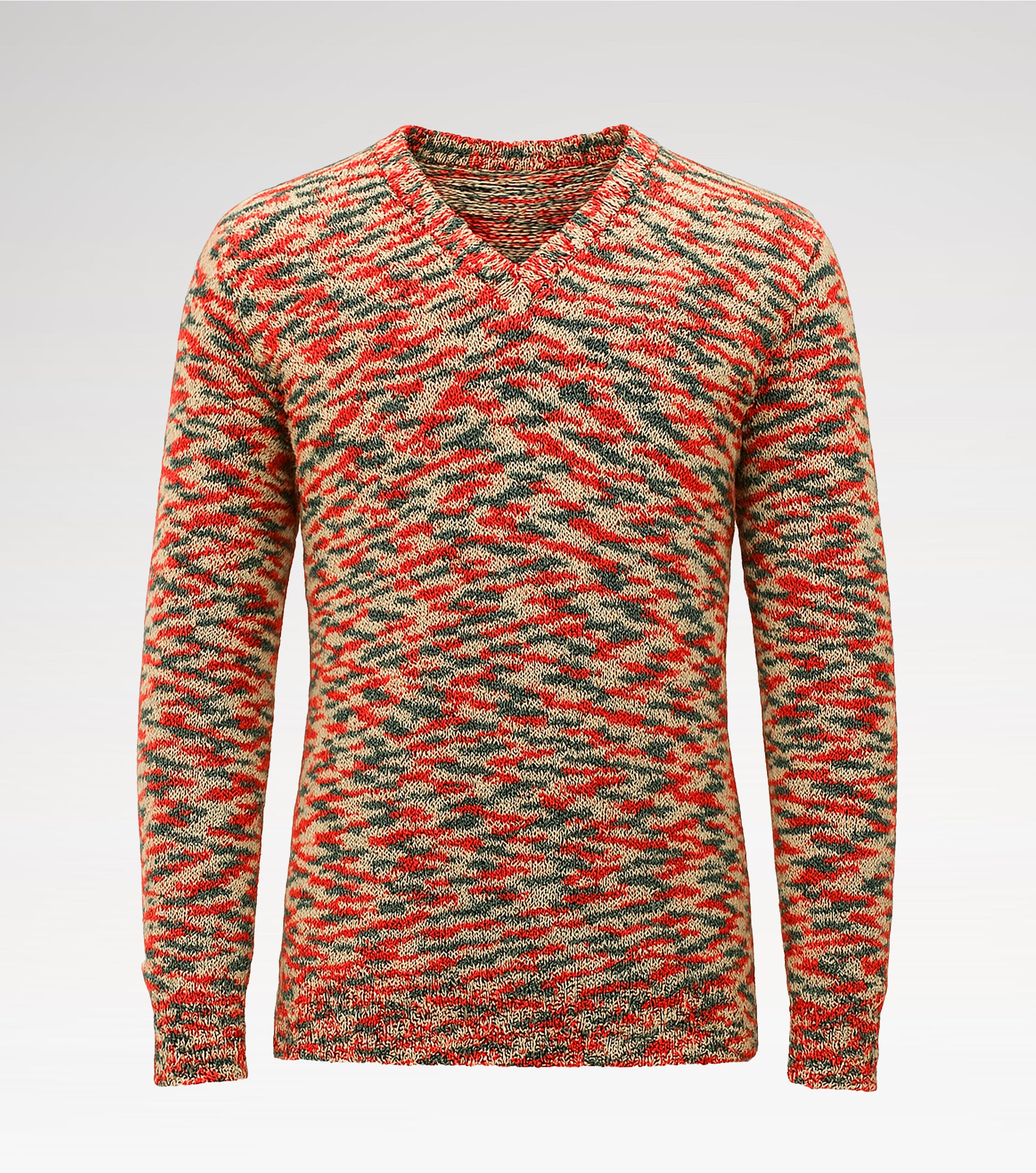 Contrast Knit V-Neck Sweater