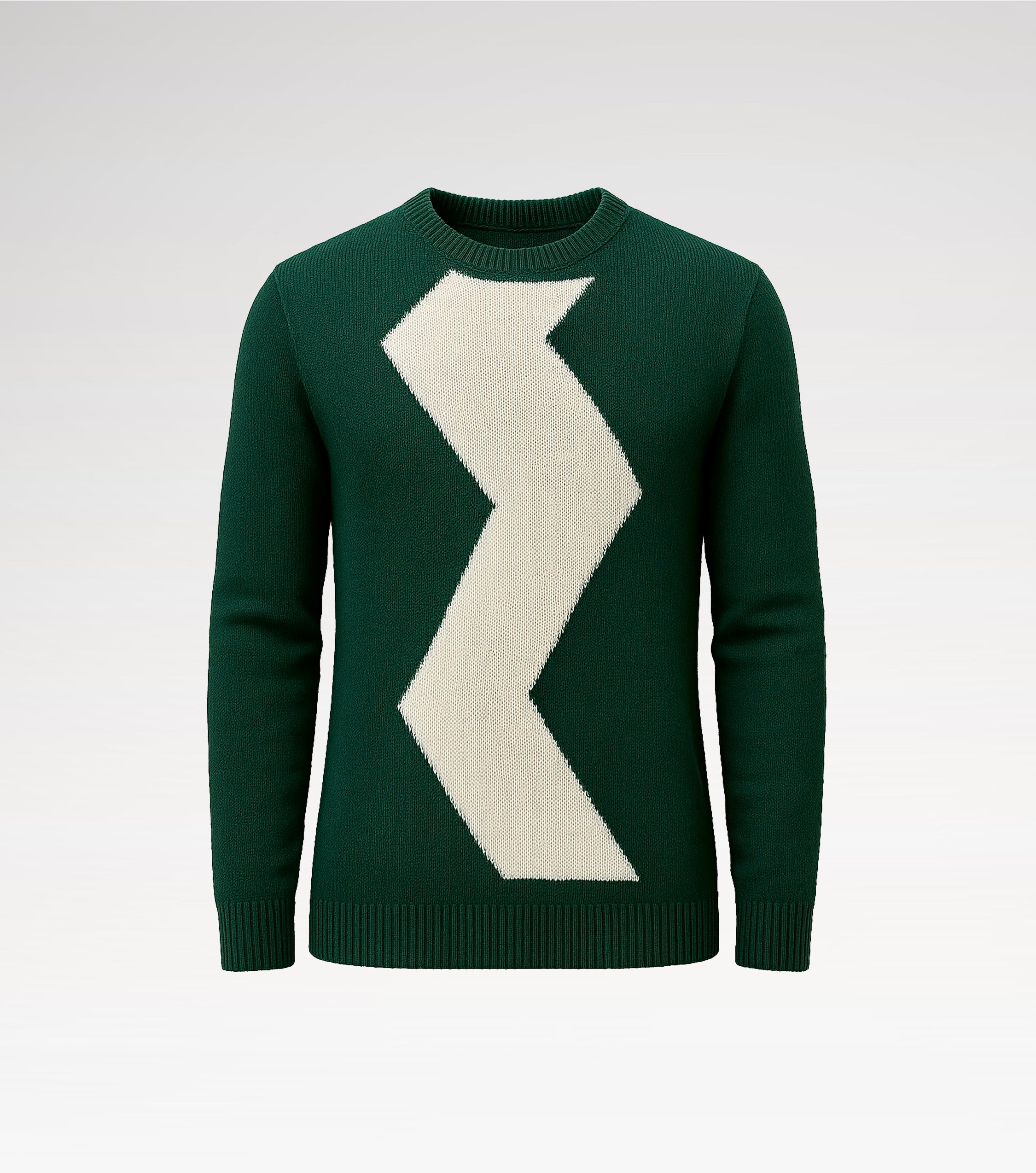 Round-Neck Bolt Intarsia Knit