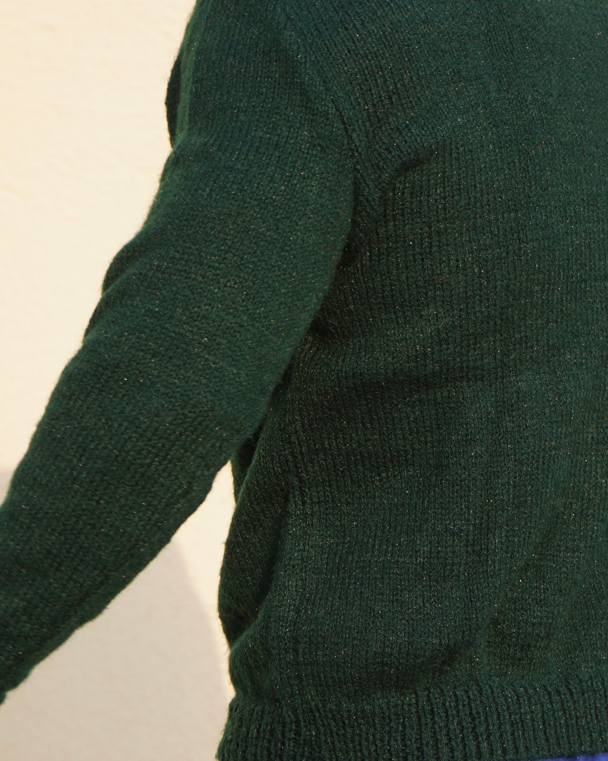 Round-Neck Bolt Intarsia Knit