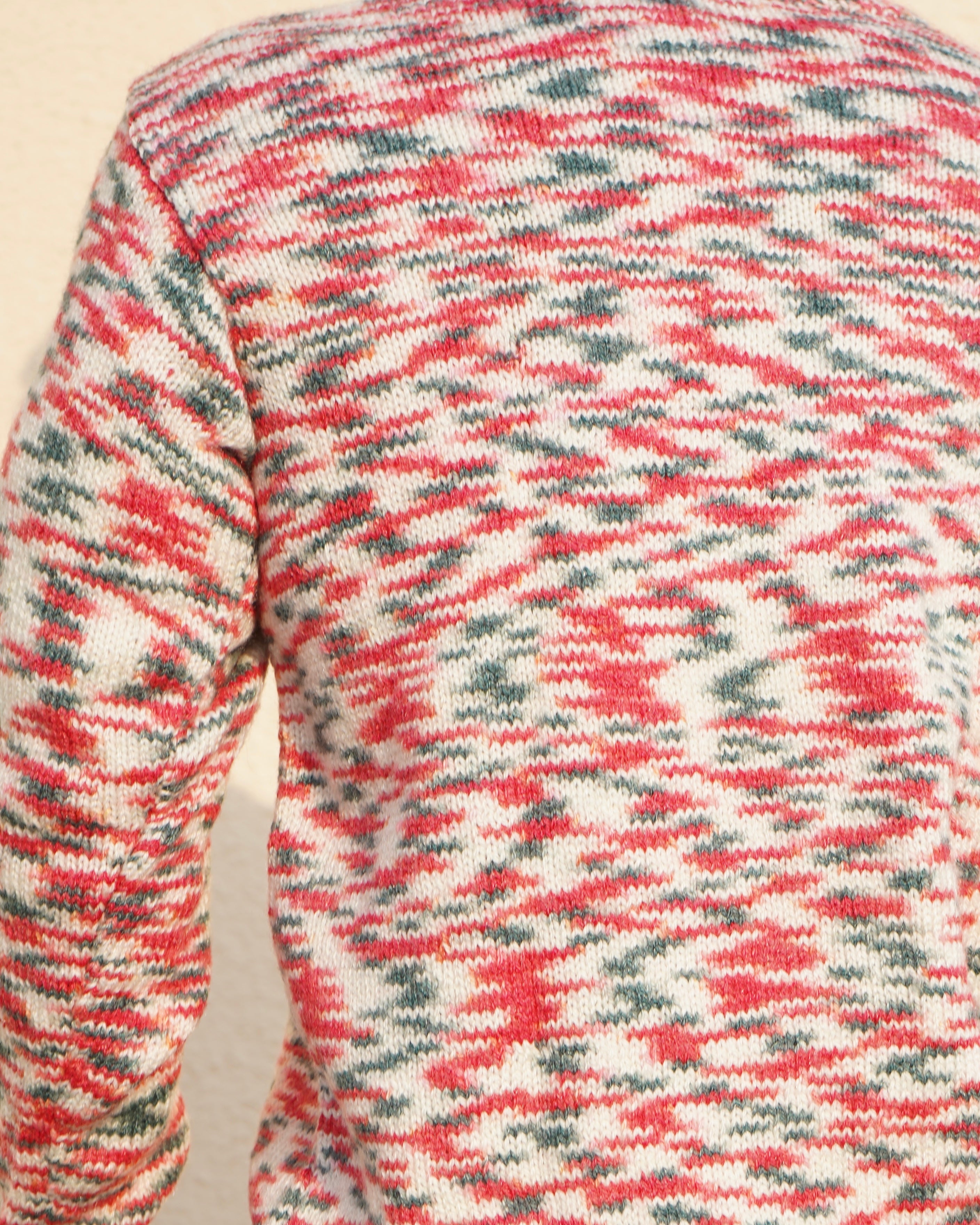 Contrast Knit V-Neck Sweater