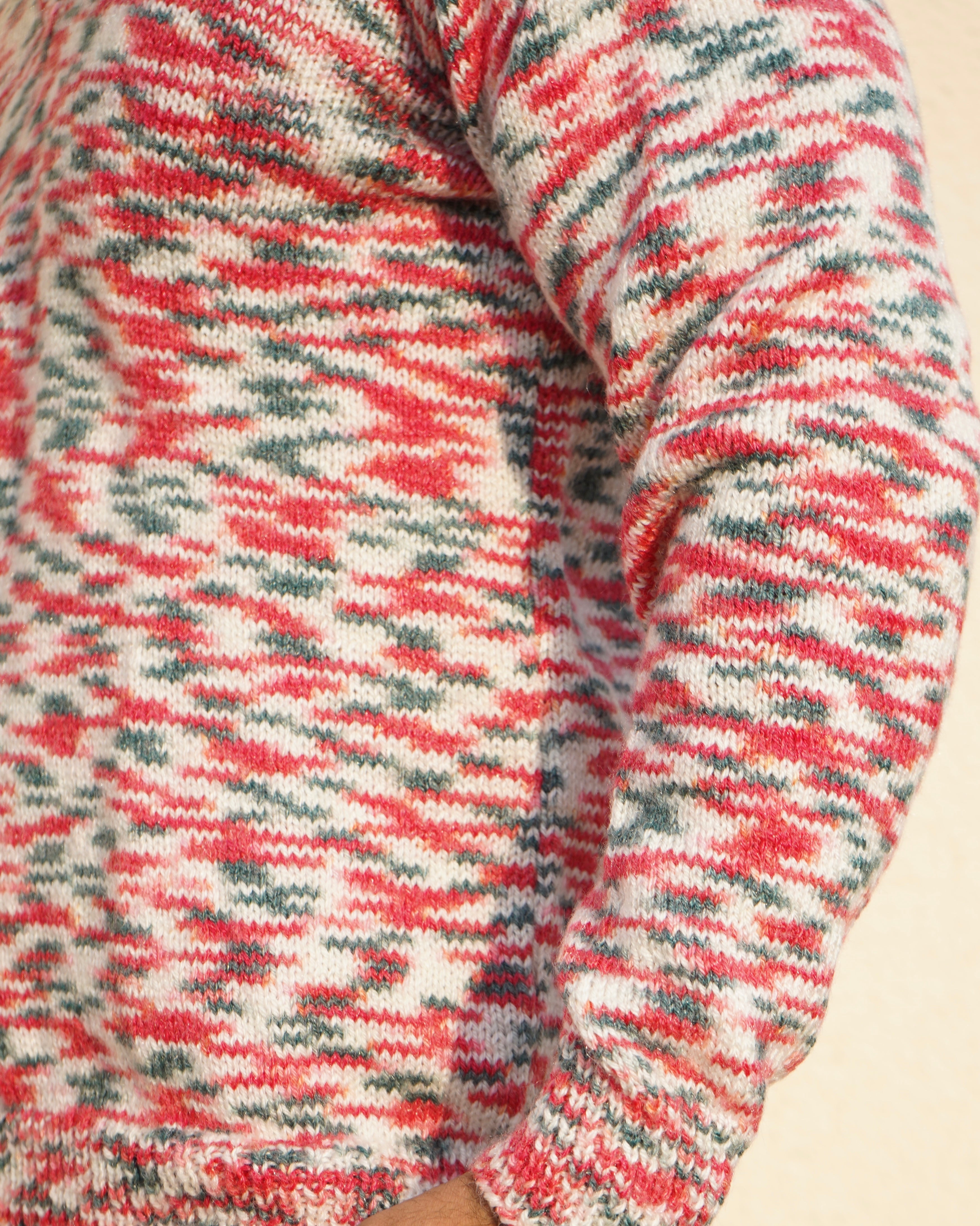 Contrast Knit V-Neck Sweater