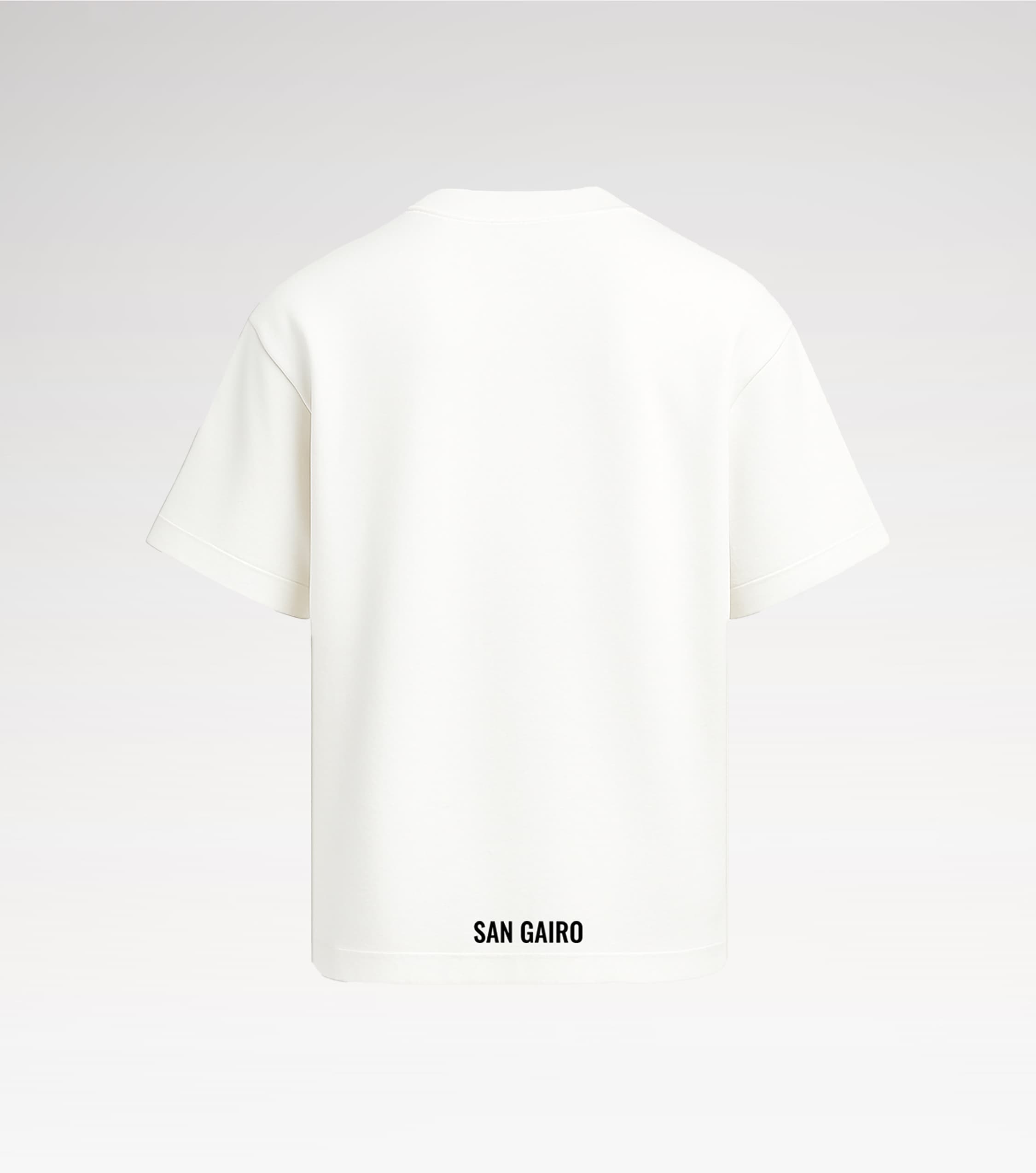 Specimen 01 · 240 GSM Blanc Optique Interlock with Monograph Insignia, back