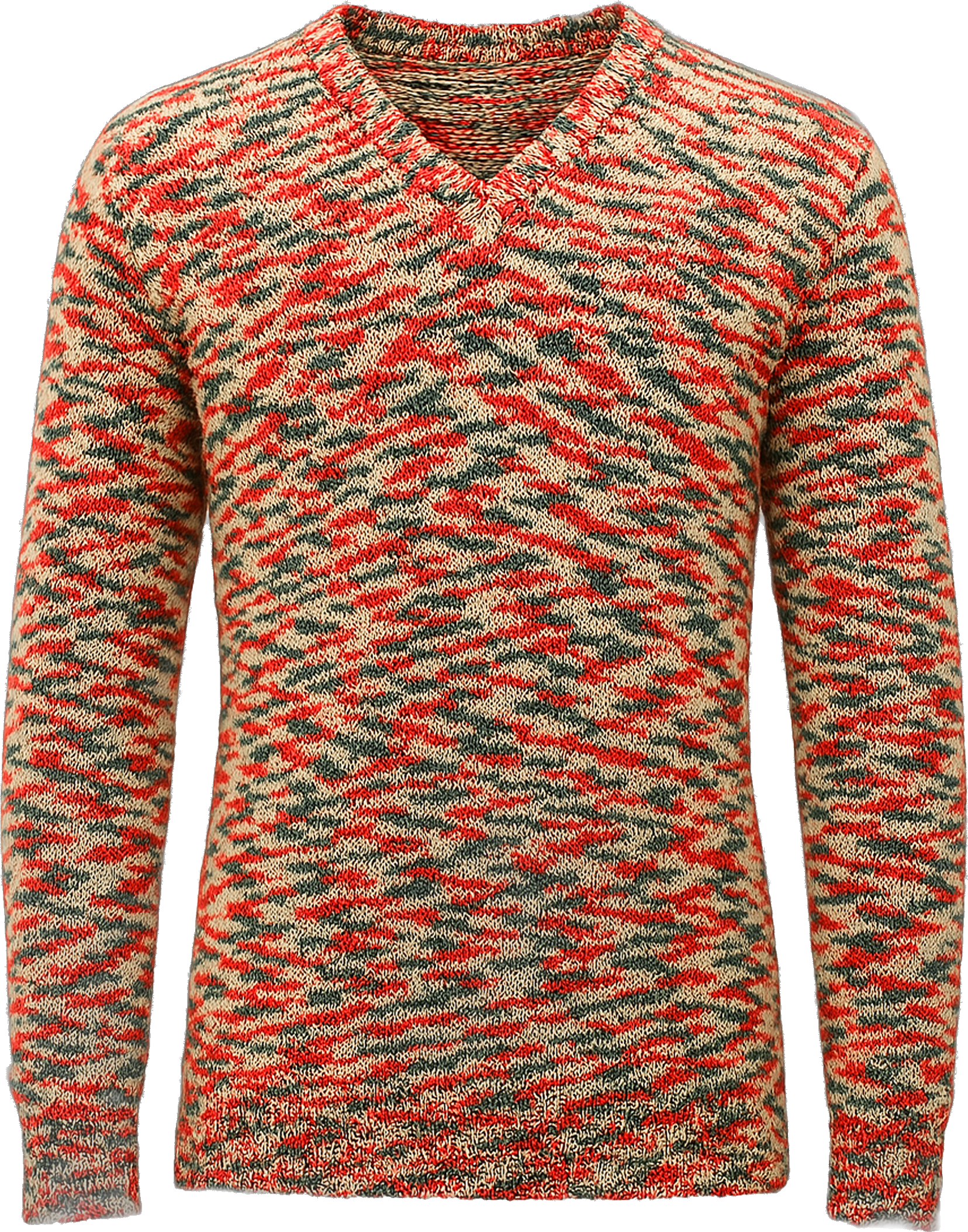 Specimen 05 · Polychromatic Intarsia in Carmine, Sage & Ivory