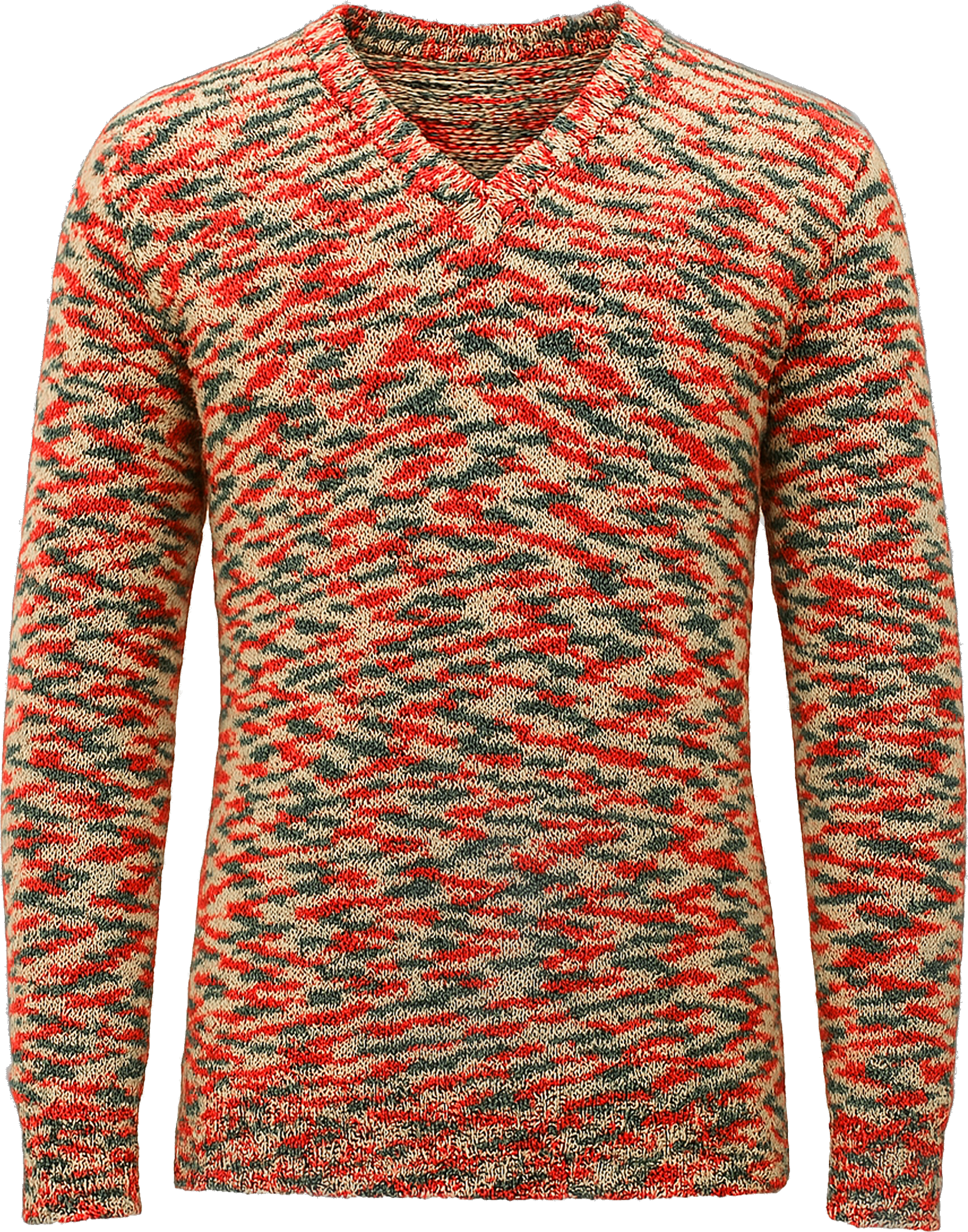 Specimen 05 · Polychromatic Intarsia in Carmine, Sage & Ivory