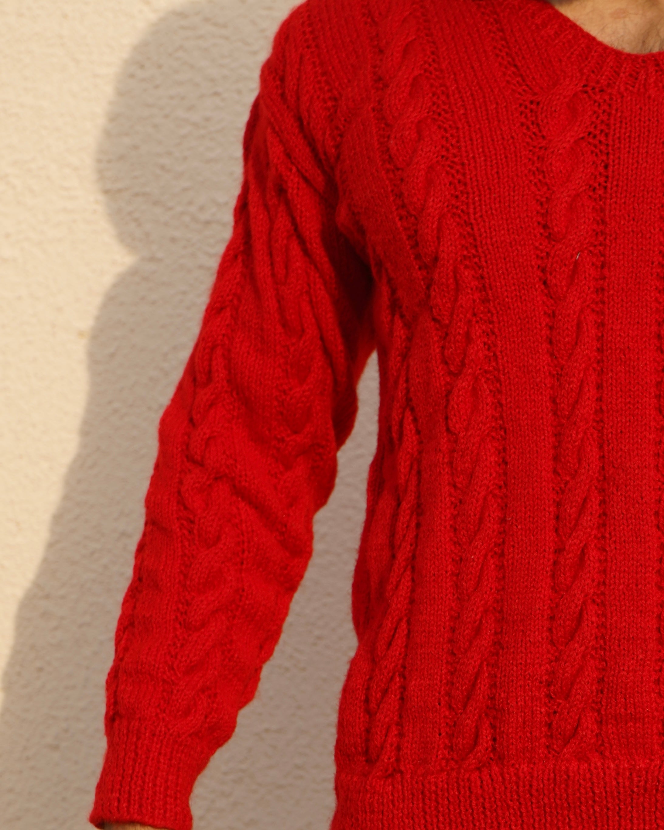Cable Wool V-Neck